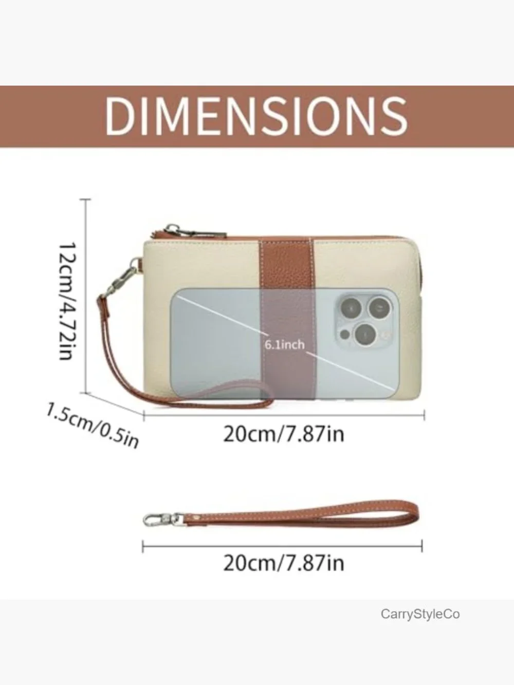 Wristlet Wallet RFID Blocking Vegan Leather Clutch with Wrist Strap 6 Card Slots